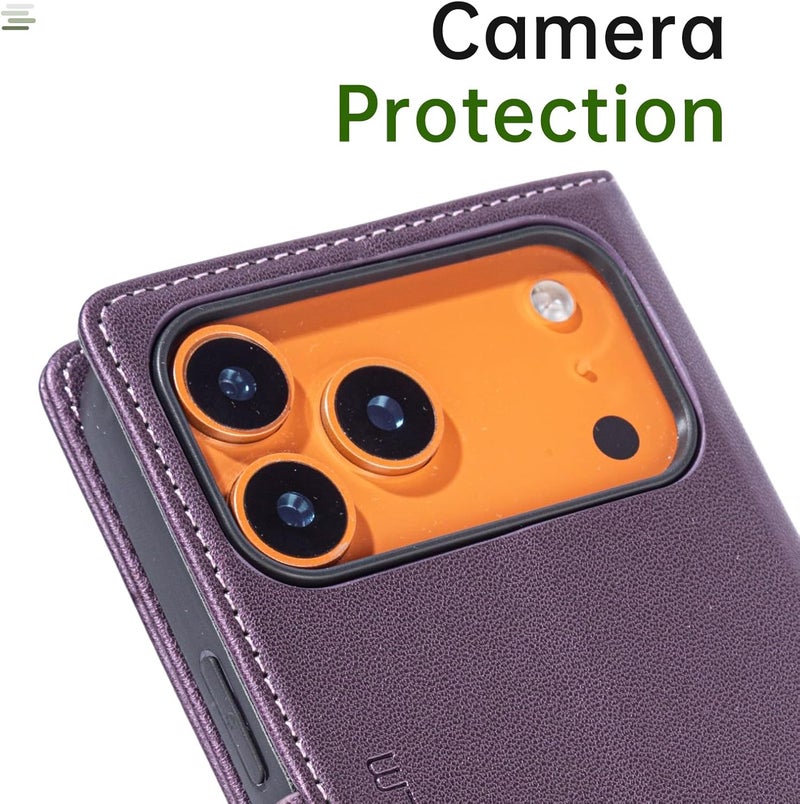 FLIPALM Wallet Case for iPhone 17 Pro Max with Credit Card Holder,PU Leather Folio Flip Kickstand Protective Shockproof Cover for Apple 17 Pro Max Phone Case (Purple, for iPhone 17 Pro Max - 6.9'') - Image 5